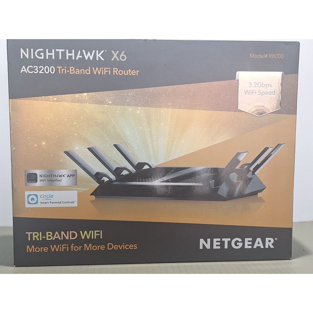 NETGEAR Nighthawk X6 AC3200 Tri-Band WiFi Router R8000 Tested w/ Box NM - Picture 3 of 8